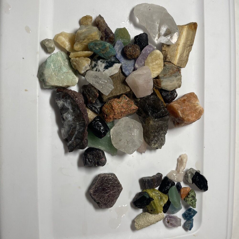 loose gemstones natural 2lbs+ mixed lot uncut raw precious and semi precious#8